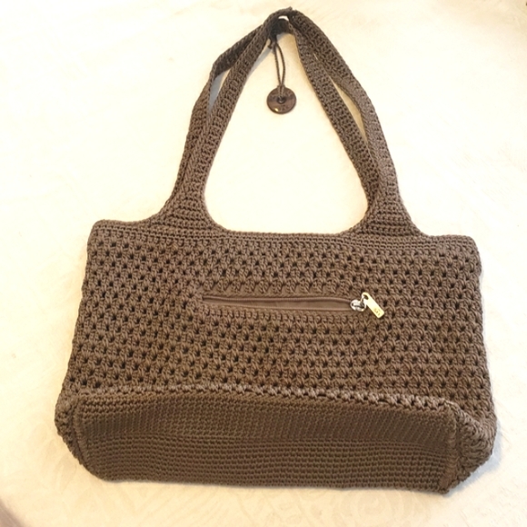 The Sak Crochet Shoulder/Hand Bag Dark Taupe Color - Picture 1 of 16